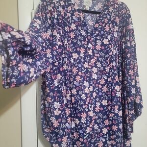 St. John's Bay Navy Floral Blouse
